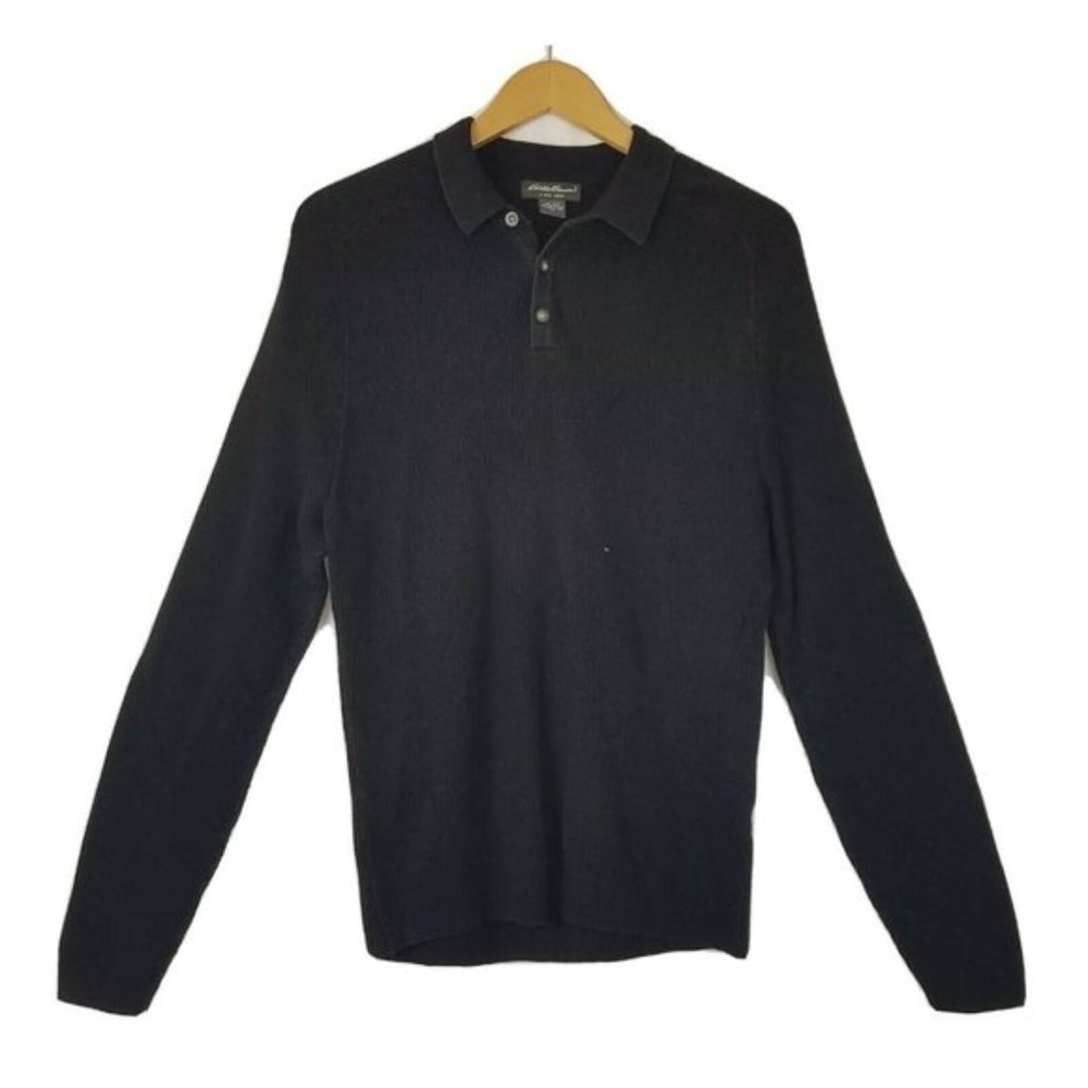Eddie Bauer Black Pullover Sweater Collared Size M - Picture 1 of 4
